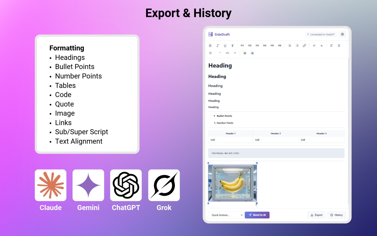 SideDraft Rich Text Toolbar