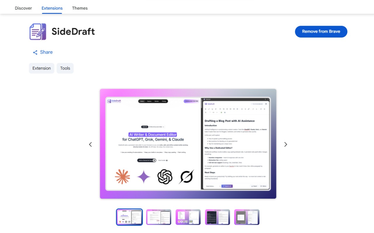 SideDraft Dark Mode Interface